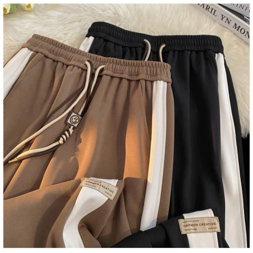 歐貨百搭運動大碼300斤男女春夏束腳哈倫寬鬆顯瘦休閒高腰衛褲ins