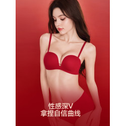 好奇蜜斯紅色內衣女小胸聚攏本命年新娘結婚26年春無鋼圈無痕顯大