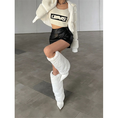 高腰辣妹PU皮短褲女大碼胖mm春秋新款美式復古小個子遮胯顯瘦熱褲