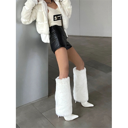 高腰辣妹PU皮短褲女大碼胖mm春秋新款美式復古小個子遮胯顯瘦熱褲