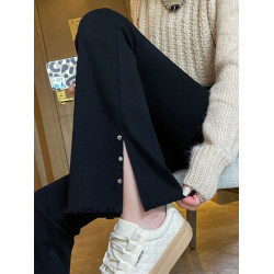 黑色微喇叭褲防牛仔褲女秋冬2025新款高腰遮胯加絨小個子彈力修身