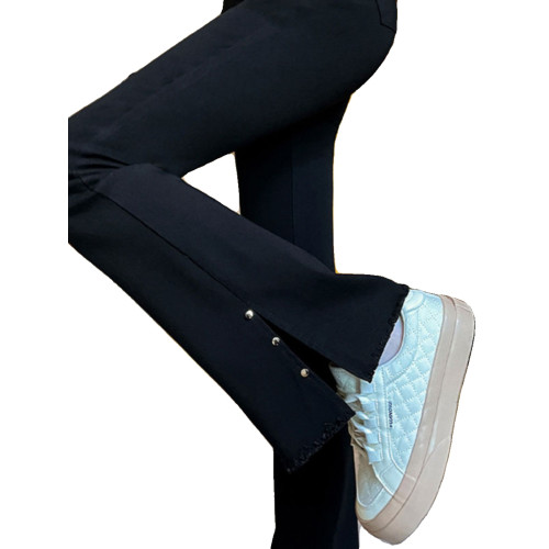 黑色微喇叭褲防牛仔褲女秋冬2025新款高腰遮胯加絨小個子彈力修身