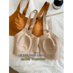 大胸顯小前拉鍊內衣女薄款收副乳防下垂全罩杯無痕大碼文胸無鋼圈