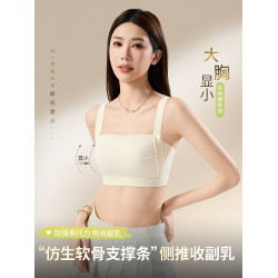 無痕內衣女大胸顯小胸全罩杯薄款抹胸防走光聚攏收副乳防下垂文胸