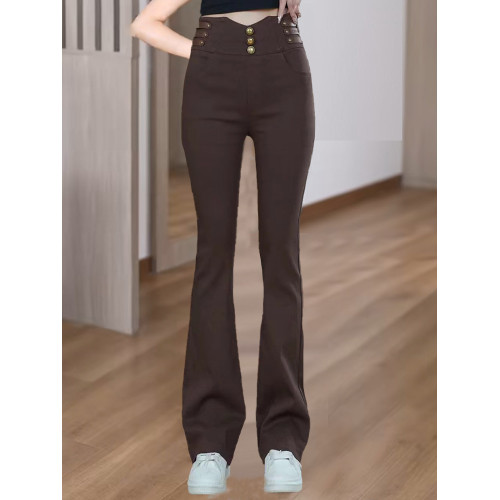 高腰微喇褲女春秋小個子爆款2025新款黑色氣質顯瘦外穿打底喇叭褲