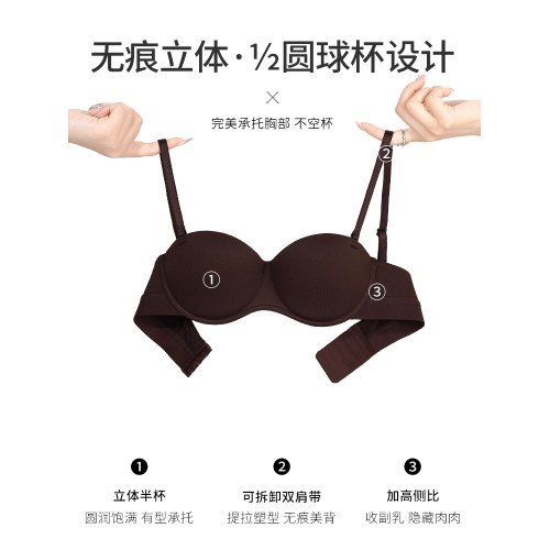 圓圓杯內衣女小胸聚攏顯大收副乳防下垂無鋼圈舒適無痕半杯文胸罩