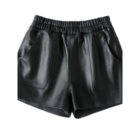 綿羊皮真皮短褲女 2025新款歐洲站高腰顯瘦寬鬆百搭a字濶腿皮短褲