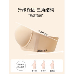 無肩帶內衣大胸顯小防下垂防滑文胸無痕薄款婚紗隱形大碼胖mm抹胸