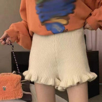 韓國東大門短褲2025春夏季外穿針織打底毛線高腰顯瘦濶腿寬鬆褲女