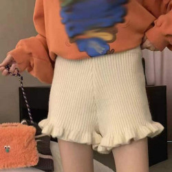 韓國東大門短褲2025春夏季外穿針織打底毛線高腰顯瘦濶腿寬鬆褲女