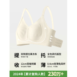 大胸顯小內衣女全罩杯薄款防下垂收副乳無鋼圈兔耳杯無痕文胸罩