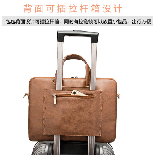 新款休閒輕薄筆記型電腦手提內膽包商務文件斜背單肩袋適用蘋果13華爲14聯想15戴爾16英寸防水防震護角男女潮