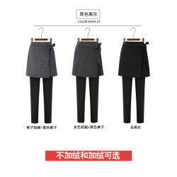 新款春秋假兩件打底褲女外穿寬鬆大碼格子裙褲胖mm顯瘦高腰長褲潮