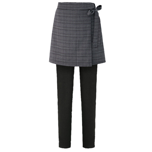 新款春秋假兩件打底褲女外穿寬鬆大碼格子裙褲胖mm顯瘦高腰長褲潮