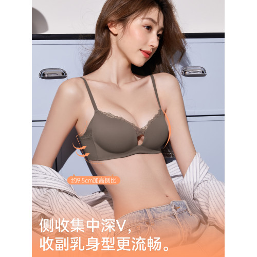 多情貓深V蕾絲內衣女小胸聚攏顯大上托防下垂無痕純欲性感文胸罩