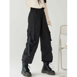 萬有引力博物館 基礎款工裝褲女側邊口袋長褲束腳褲寬鬆休閒褲