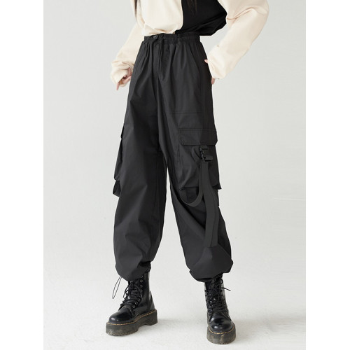 萬有引力博物館 基礎款工裝褲女側邊口袋長褲束腳褲寬鬆休閒褲