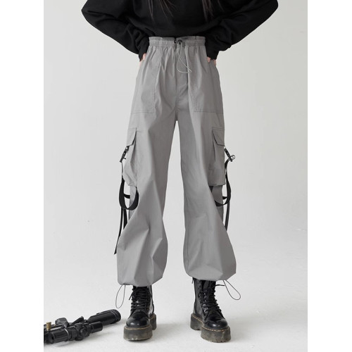 萬有引力博物館 基礎款工裝褲女側邊口袋長褲束腳褲寬鬆休閒褲