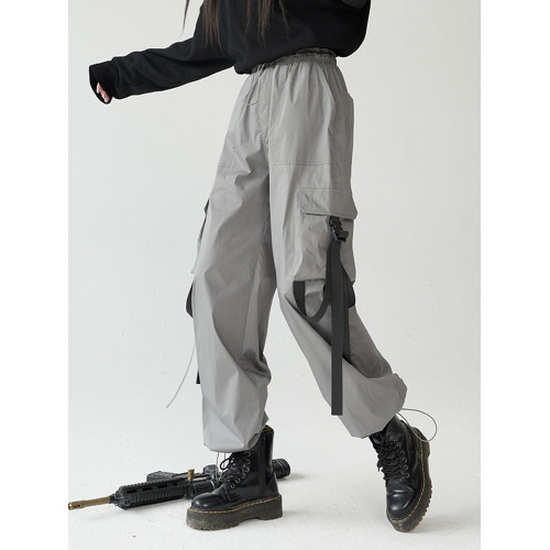 萬有引力博物館 基礎款工裝褲女側邊口袋長褲束腳褲寬鬆休閒褲