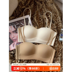 日本無痕內衣女抹胸背心聚攏上托大胸顯小無鋼圈吊帶運動文胸罩