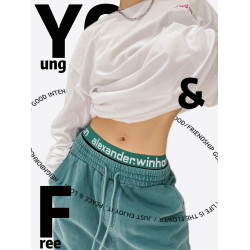 原創高腰中性帥氣運動嘻哈街舞女內褲 簡約棉質面料純色字母腰帶