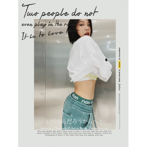 原創高腰中性帥氣運動嘻哈街舞女內褲 簡約棉質面料純色字母腰帶