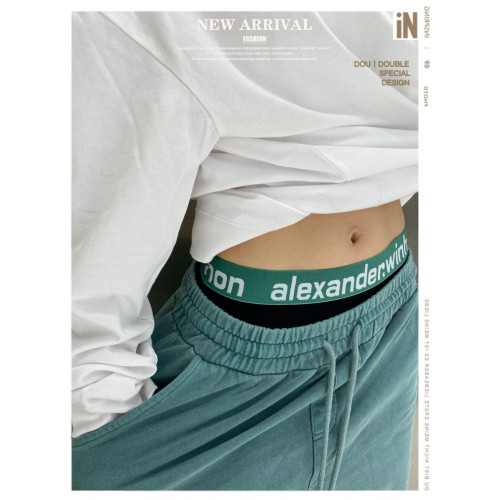 原創高腰中性帥氣運動嘻哈街舞女內褲 簡約棉質面料純色字母腰帶