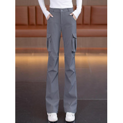 顯瘦顯腿長微喇叭工裝褲女2025新款秋季黑色速乾窄版降落傘兵褲子