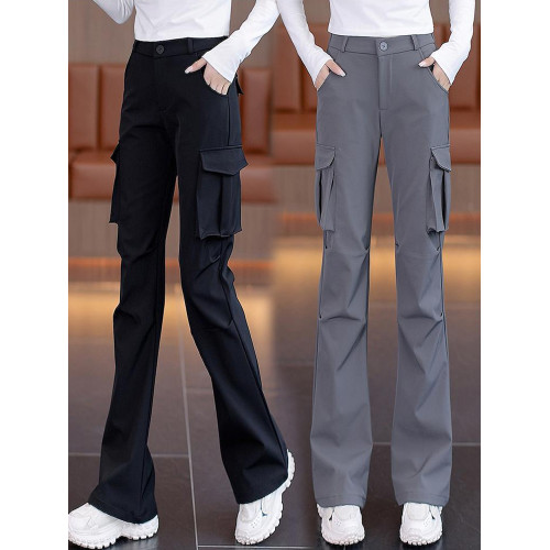 顯瘦顯腿長微喇叭工裝褲女2025新款秋季黑色速乾窄版降落傘兵褲子