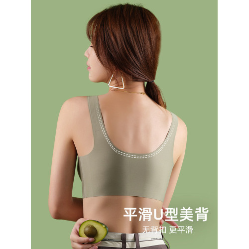 固定杯無痕內衣女大胸顯小胸薄款無鋼圈背心式大碼睡眠夏季文胸罩