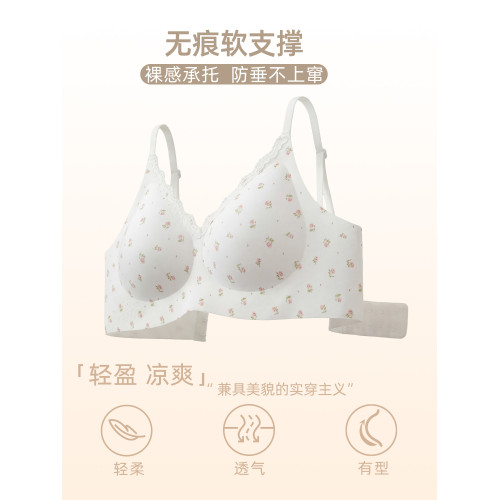 六隻兔子內衣女小胸聚攏深v領胸罩無鋼圈收副乳防下垂甜美風文胸