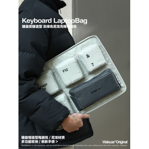 電腦鍵盤電腦包原創設計小衆個性潮流軟電腦包14寸平板電腦16寸筆記型電腦保護套包包斜背多功能電腦包