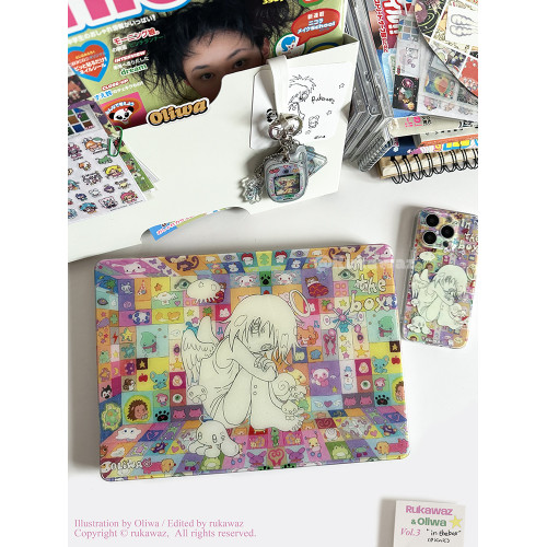 RUKAWAZxOliwa奧莉蛙聯名原創可愛復古in the box日系適用蘋果電腦筆電Macbookpro/air 13/16/14寸滿天星