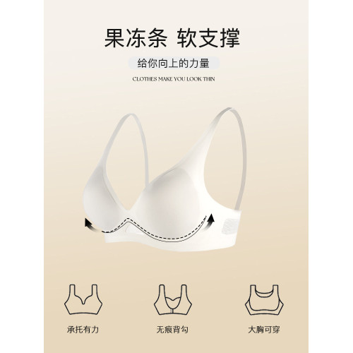 果凍條無痕內衣女夏季薄款小胸聚攏收副乳防下垂無鋼圈軟支撐文胸