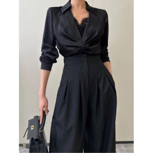 高腰濶腿褲女春秋2026新款黑色垂感休閒寬鬆直筒西裝褲拖地長褲子