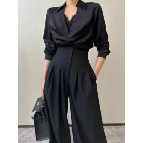 高腰濶腿褲女春秋2026新款黑色垂感休閒寬鬆直筒西裝褲拖地長褲子