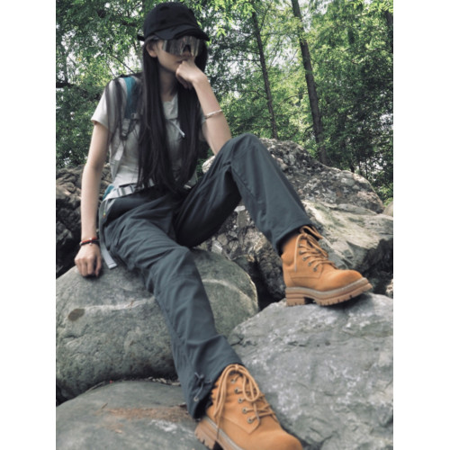 戶外秋季工裝褲女防風防水速乾褲直筒徒步登山褲加絨加厚沖鋒褲男