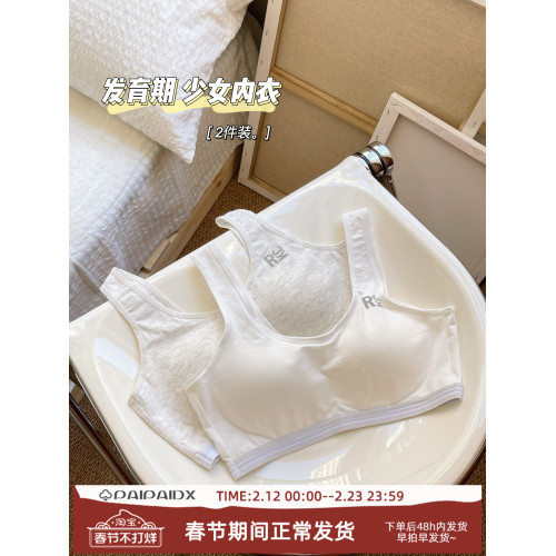 少女發育期高中生內衣~顯胸小初中學背心運動防震防走光文胸純棉