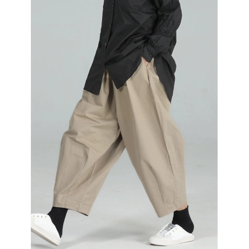 設計感山本黑色日系輪廓感九分蘿蔔褲女男春秋休閒寬鬆大哈倫褲子