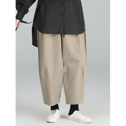 設計感山本黑色日系輪廓感九分蘿蔔褲女男春秋休閒寬鬆大哈倫褲子