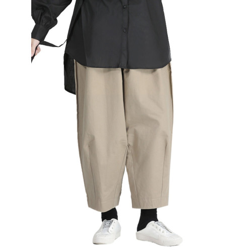 設計感山本黑色日系輪廓感九分蘿蔔褲女男春秋休閒寬鬆大哈倫褲子