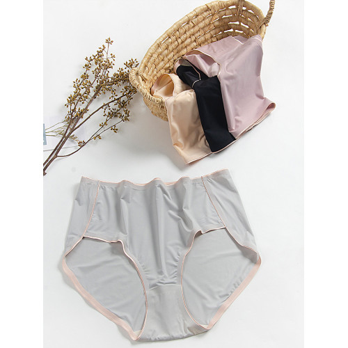 大碼冰絲內褲女士中高腰 一片式無痕三角褲頭夏季輕薄胖mm200斤