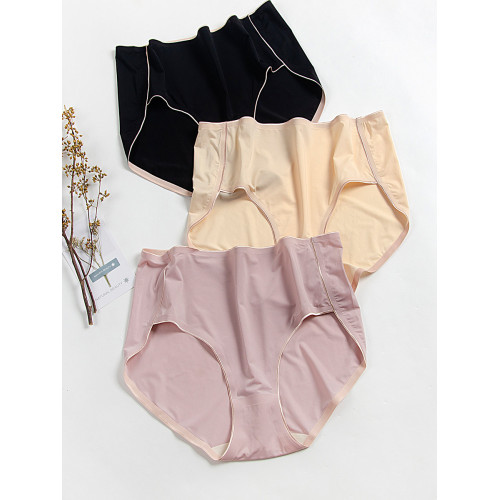 大碼冰絲內褲女士中高腰 一片式無痕三角褲頭夏季輕薄胖mm200斤