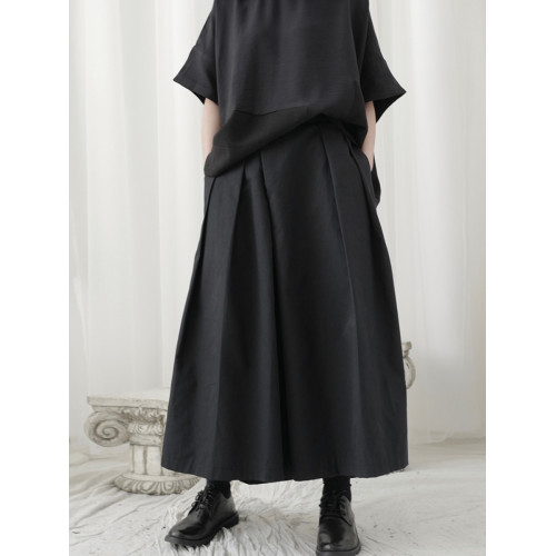 隱覔山本暗黑系七分褲裙褲女秋高腰顯瘦不規則小衆日系寬鬆濶腿褲