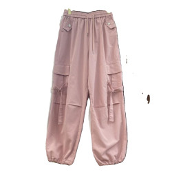 胖mm大碼300斤美式復古束腳工裝褲女春秋高腰顯瘦直筒褲抽繩長褲