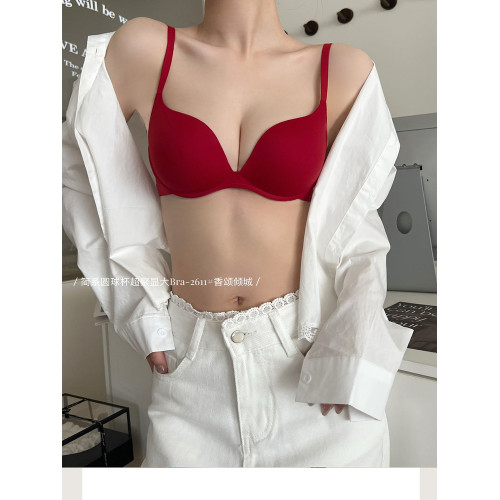 圓圓胸軟糯杯小胸聚攏顯大無痕無鋼圈內衣女聚攏顯大簡約文胸罩