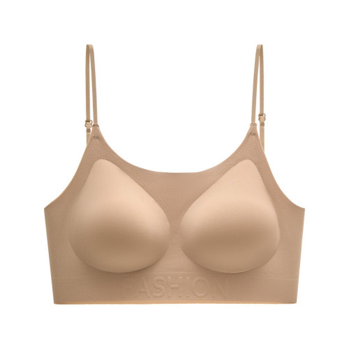 無痕美背內衣女粉底液2025新款小胸聚攏可選厚杯薄杯U型露背文胸