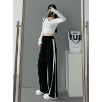 濶腿褲女春秋夏季2026新款顯瘦垂感小個子高腰拖地寬鬆運動休閒褲