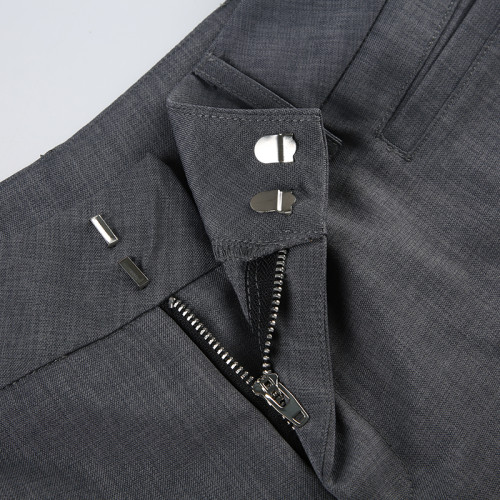 WEEKEEP【高智份子】低腰直筒微喇叭褲休閒西裝褲設計感百搭長褲