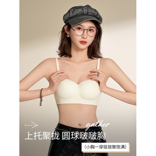 無肩帶抹胸內衣女防滑聚攏小胸無鋼圈裹胸式隱形美背文胸罩夏薄款